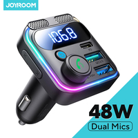 JOYROOM 48W Bluetooth 5.3 Car FM Transmitter Dual Mics PD&QC 3.0 Car Fast Charging Charger Adapter U Disk Hands-Free Calling