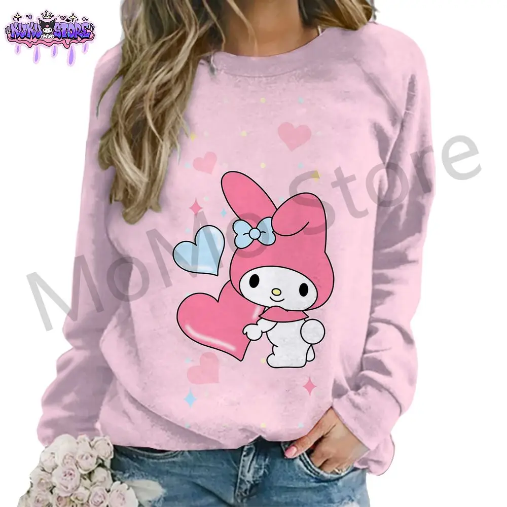 Kuromi Kawaii Women\'s Long Sleeve Sweatshirts Youthful Woman Clothes Lovely Anime High Quality Hoodie 3D Print New S-3XL 2024