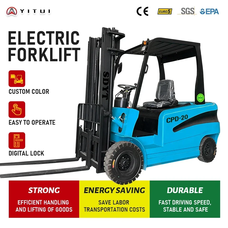 

2 Ton Mini Electric Forklift With Adjustable Forks Free Shipping For Home Garage & Small Factory Customized Electric Forklift