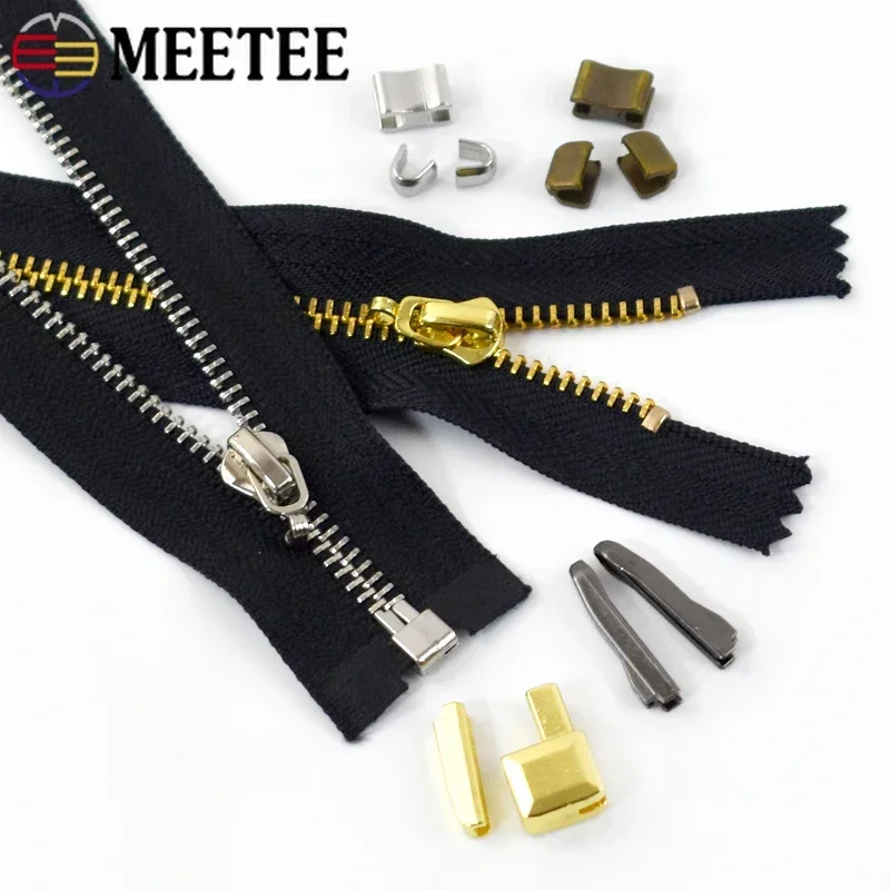 Meetee Zipper Repair Accessories 3# 5# 8# 10# U Metal Zippers Stopper Non-slip Tail Stop Double Open Zip Latch Tool Clip Buckle