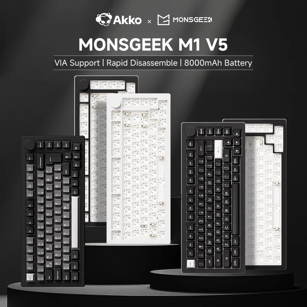 Akko MonsGeek M1 V5 Three-mode Mechanical Keyboard/Barebone Kit VIA 75% 3/5 Pin Customized Hot Swap RGB Rapid Disassemble Gasket