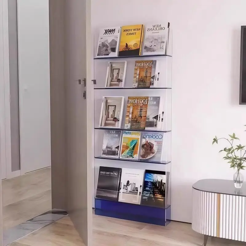 Display shelf bookcase, bookcase, acrylic newspaper shelf, floor-standing bookcase