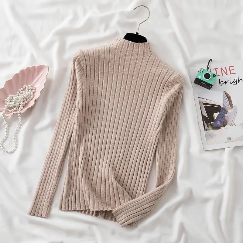 

Autumn and Winter Casual Half Turtleneck Sweaters Knitted Pullover Women Jumper 2023 Long Sleeve Bottoming Tops Clothes 28744