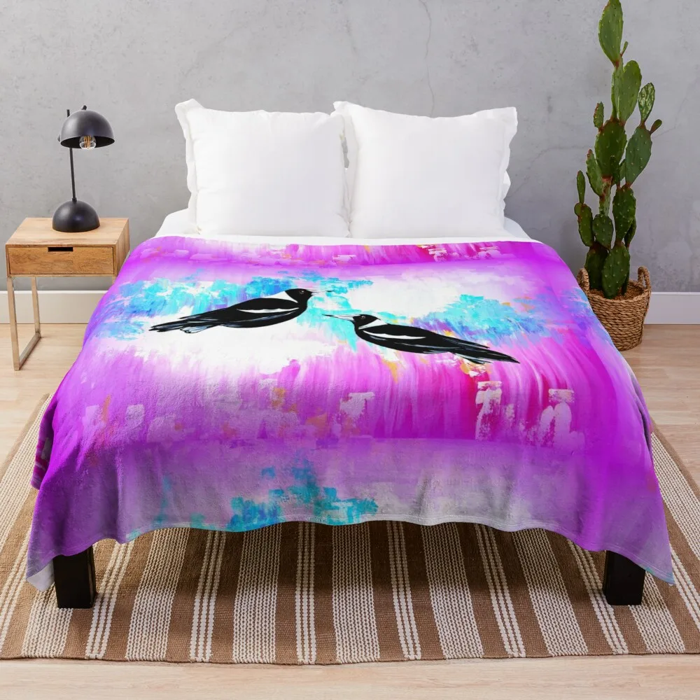 

Australian Magpies Throw Blanket Loose Flannel Hairy Blankets