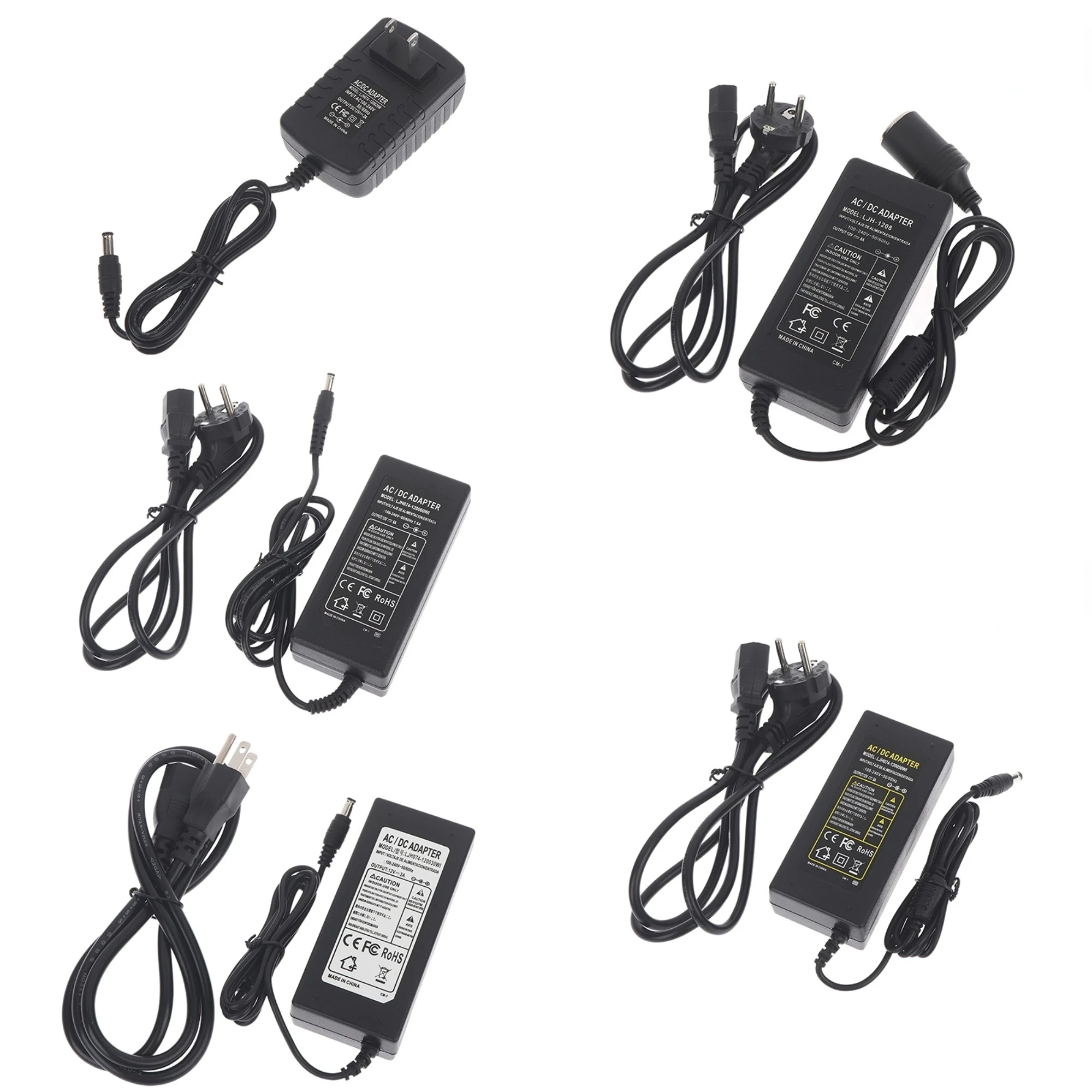 

Блок питания для светодиодных лент EU/US, DC12V, 1A-8A, трансформатор с переключателем для WS2811 WS2815