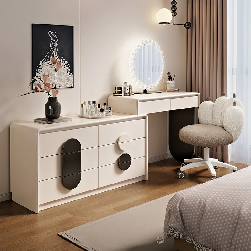 ديكورات كرسي مكتب الغرور مرآة فاخرة صالات كبيرة خزانة الغرور مكتب غرفة نوم أبيض لطيف أثاث Coiffeuse للمنزل #5