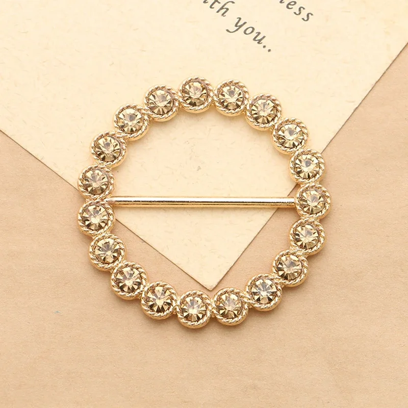 1 X Round Metal Rhinestone Buckle Fit With Wedding Ribbon Invitation Card