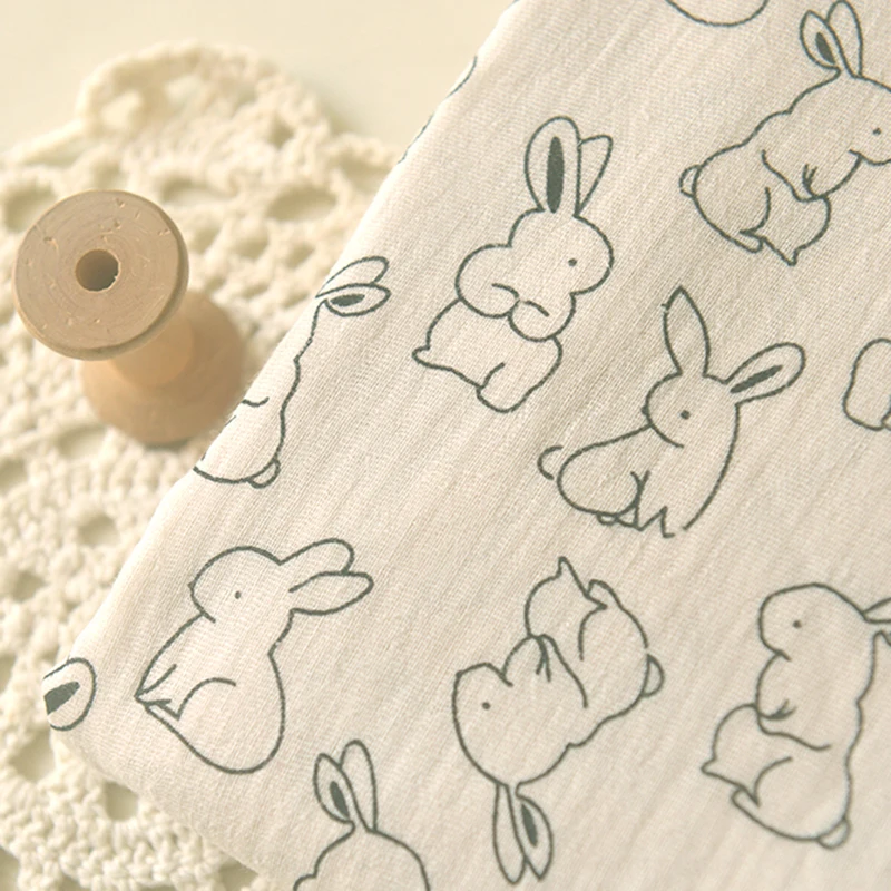 

Двухслойная хлопчатобумажная ткань с принтом кролика, платье-рубашка «сделай сам», халат, детская одежда, материал, швейные аксессуары