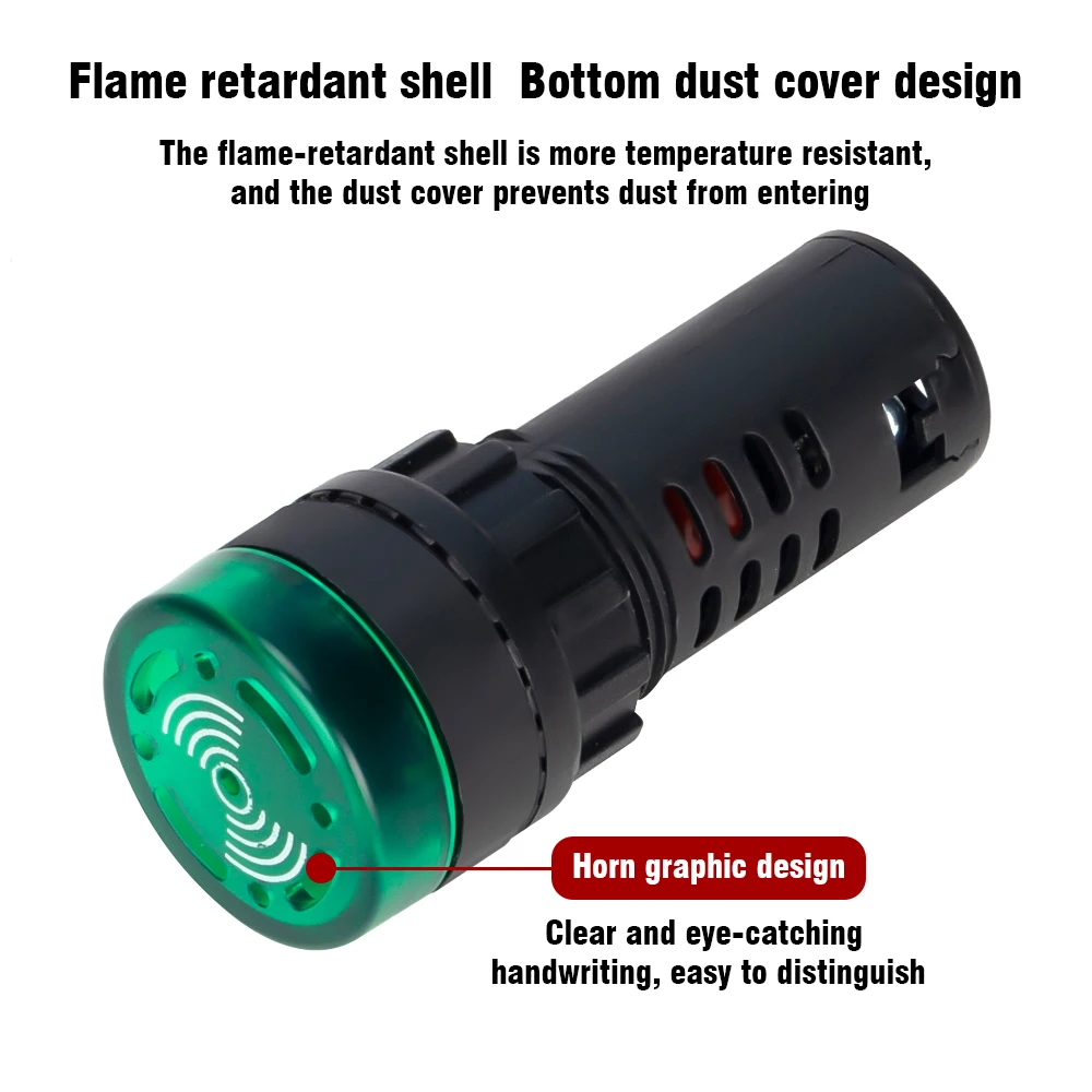 1Pc AD16-22SM 22Mm Panel Diameter 12V 24V 110V 220V Flash Signaal Rode Led actieve Zoemer Alarm Indicator Groen Rood