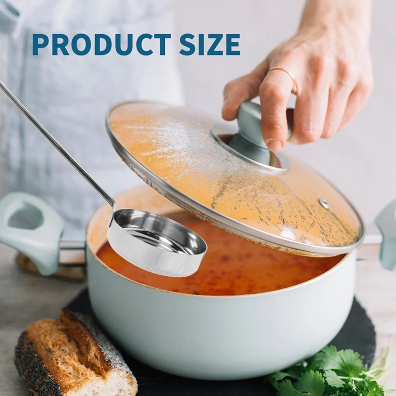 3 Oz 6 Pcs Silver Stainless Steel 201 Long Handle Soup Spoon for Holding Food Kitchen Cooking Stirring Cooking Spoon-AD23