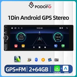 Podofo 1din Android MP5 Car Stereo Radio 6.86