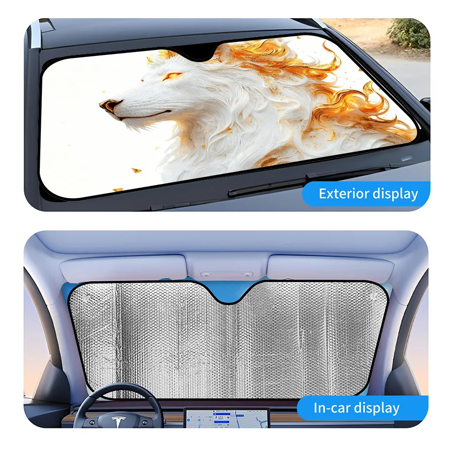 Car Windshield Sunshade, Foldable And Multi-Size, UV Protection For Summer Parking, Easy Install With Suction Cups, Keeps Vehicl