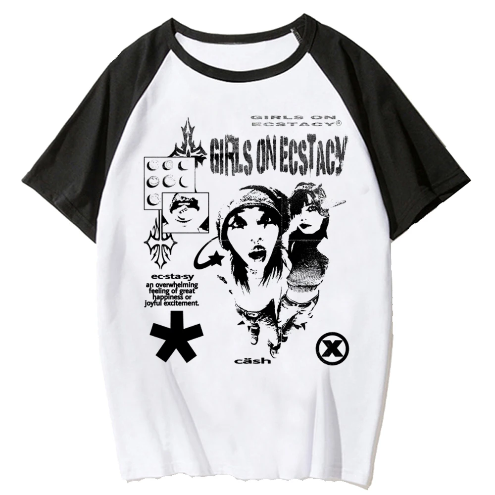 Camiseta con estampado y2k para mujer, camiseta japonesa, ropa y2k para niña