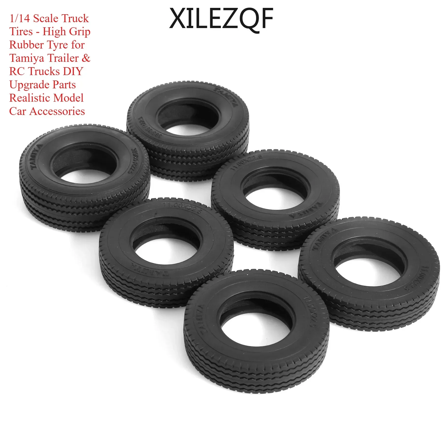 

1/14 Scale Truck Tires - High Grip Rubber Tyre for Tamiya Trailer & RC Trucks DIY Upgrade Parts Realistic Model Car Accessories