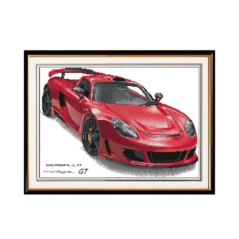 

Набор для вышивки крестиком с красным автомобилем, 14ct 11ct, печать на холсте, вышивка «сделай сам», рукоделие