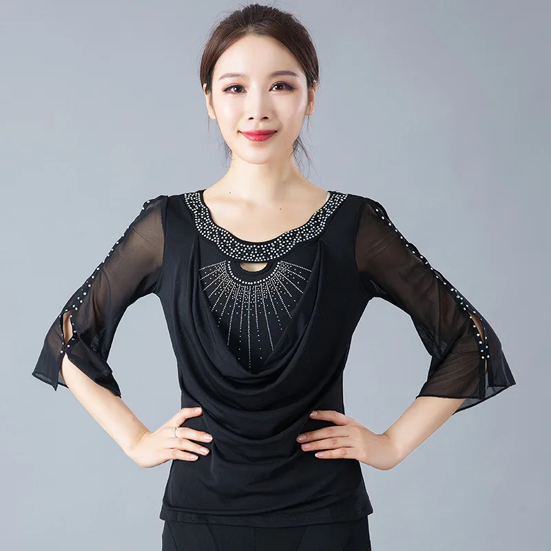 

X2105 Ballroom Dance Top Sleeves Spring New Social Dance Clothes Women Stage Costume Ballroom Waltz Dress