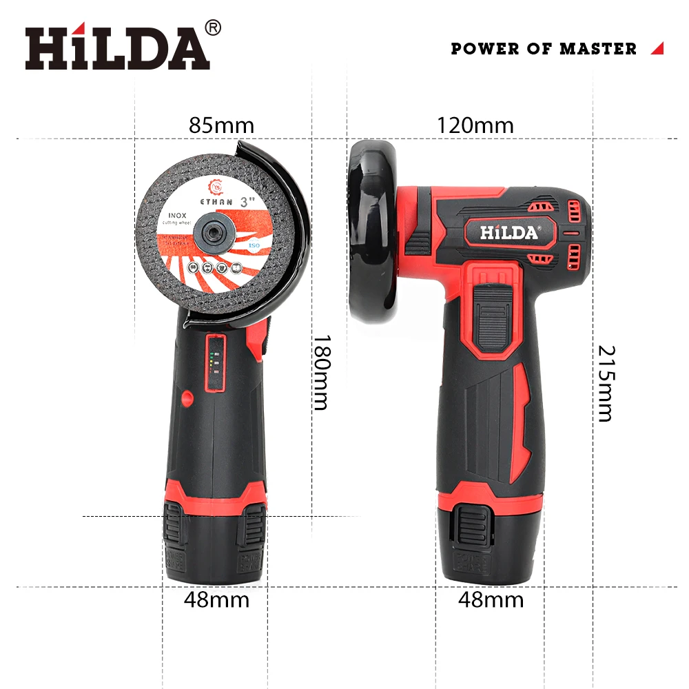 HILDA 3inch Mini Angle Grinder Handled Angle Grinder Multifunctional Cordless Cutting and Polishing Rechargeable Electric Tool