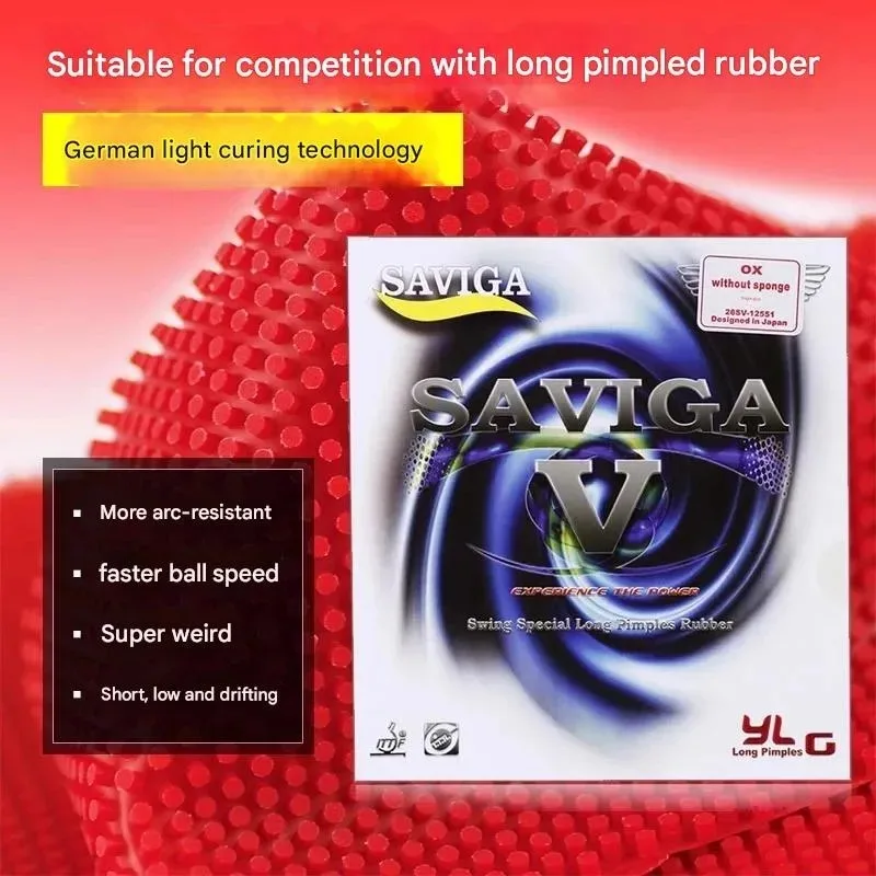 DAWEI SAVIGA V Table Tennis Long Pips Rubber, OX Spongeless Topsheet Ping Pong Rubber Available in Pink, Green, Blue