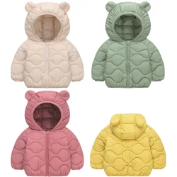 Winter Autumn Baby Girls Jacket Solid Color Thick Keep Warm Hooded Down Coats For 2 3 4 5 6 Years Boys Casual Cotton Outerwear