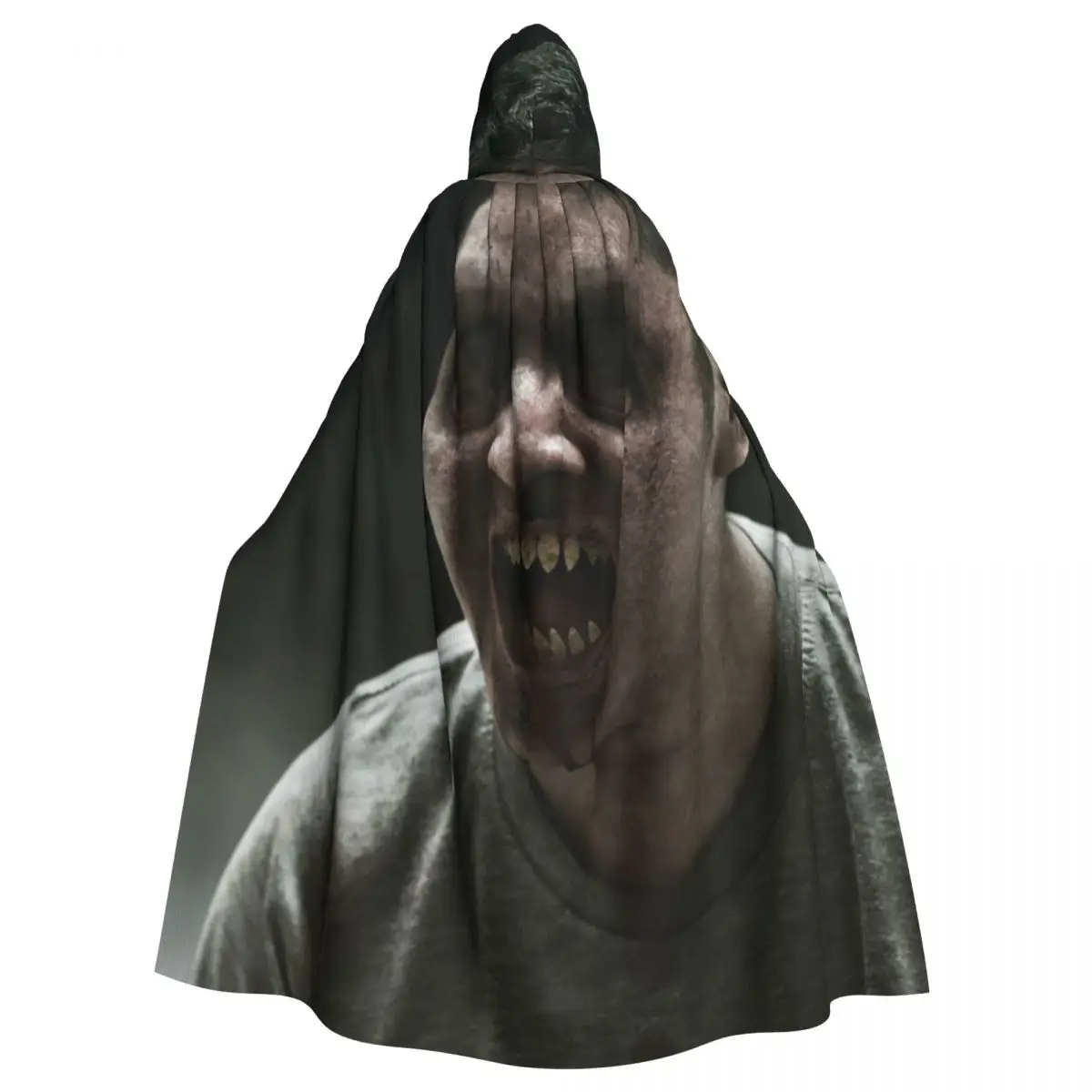 

Distorted Face Cloak for Halloween Horror Cosplay Unisex Adult Cloak with Hood Long Witch Costume Cosplay