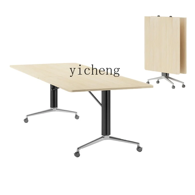 

ZK Movable Folding Long Table Splicing Combination Strip Office Multi-Function Retractable Training Table