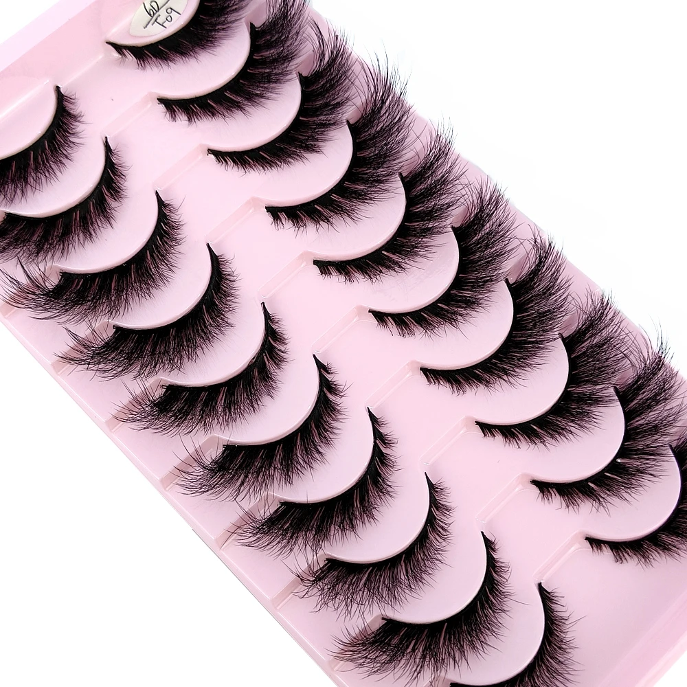 False Eyelashes Cat Eye Wispy end eye elongated Thick Mink Lashes Fluffy Natural Long Short Fake Lashes 10 Pairs Multipackack