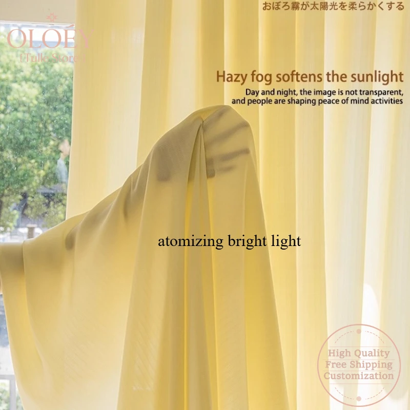 

Translucent Gauze Curtains for Living Room High End Sheer Not Transparent Light Filtering Luxury Yarn Balcony Bedroom Decorative