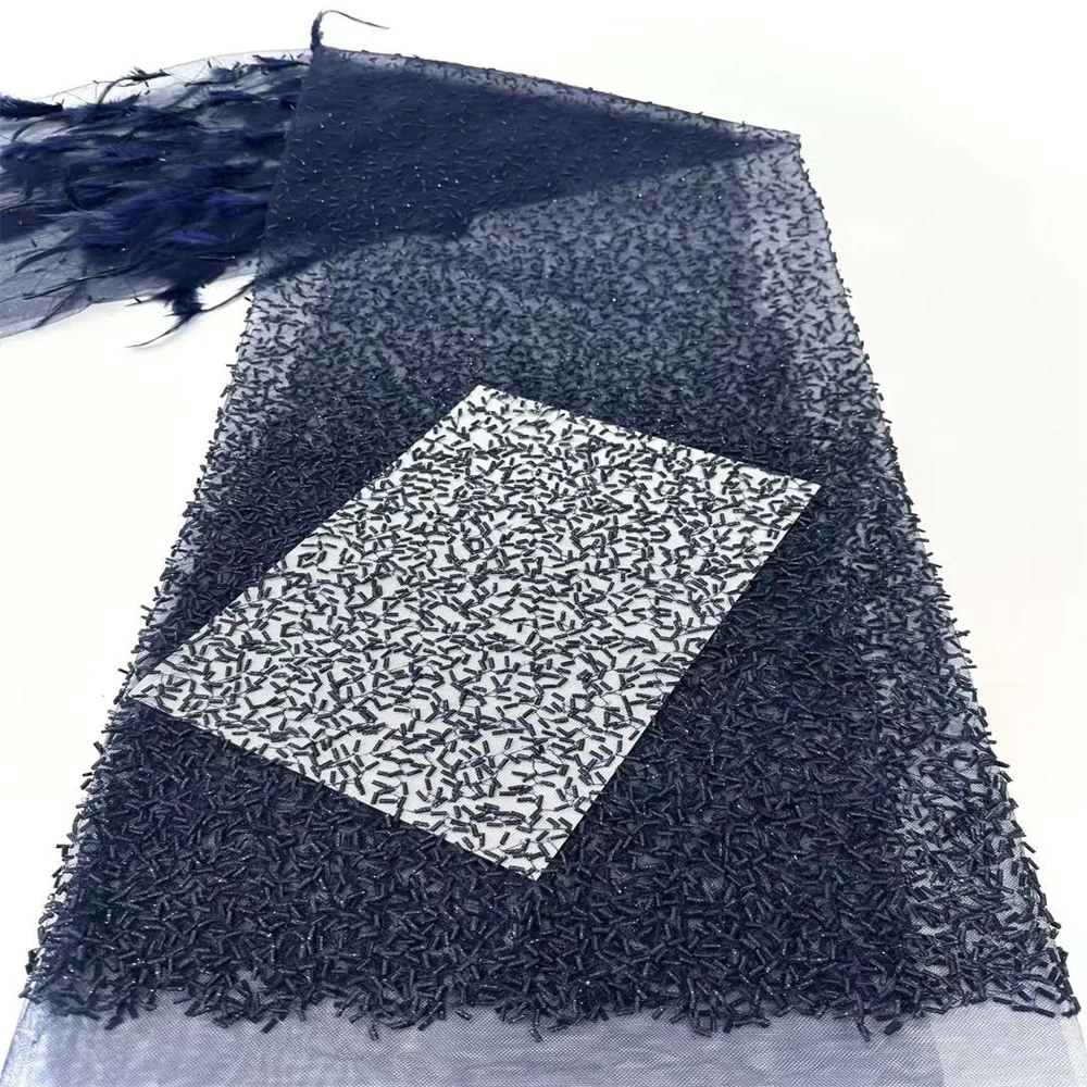 

New Design African Tulle Lace Fabric 2025 High Quality 3D Feather Lace 5 Yards French Nigerian Lace Fabric For Wedding Dress Sew