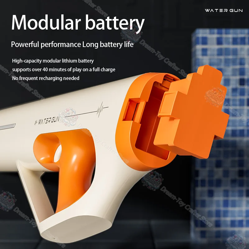 Pistola de agua eléctrica de juguete para niños, succión automática, gran capacidad, para exteriores, verano, playa, Splash Blaster, luz colorida, tiro Pla