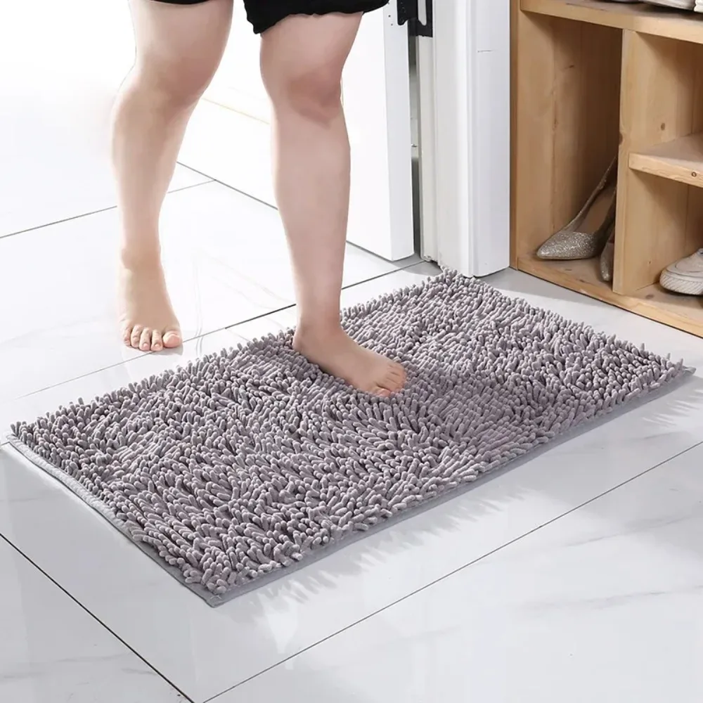 Solid Color Pet Door Mat Super Absorbent Extra Dense Chenille Soft Bathroom Non-slip Floor Mats Dirt-resistant Entrance Mat view 5