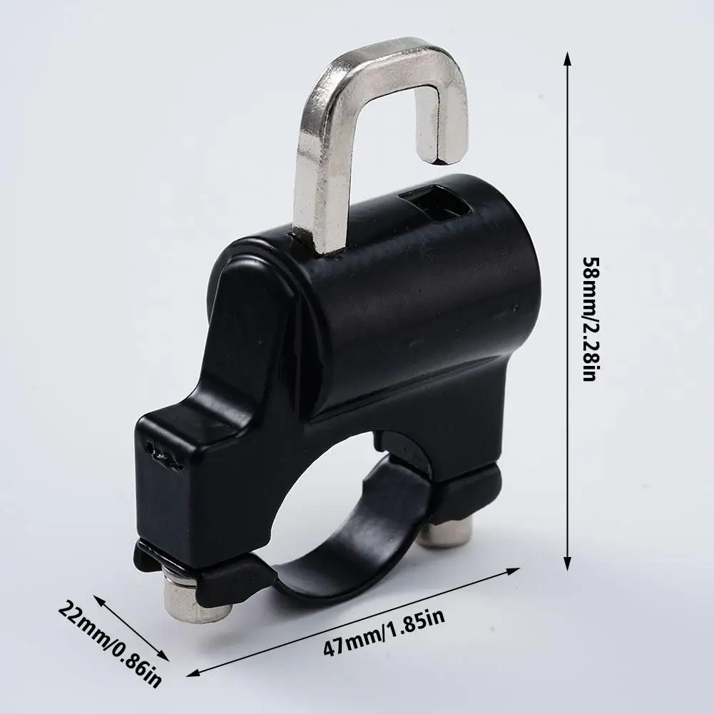 Motorcycle Helmet Lock Universal Bicycles Anti-Theft Fixed Lock Multi-function Electric Security Metal 22mm-26mm Black 2 Key Set