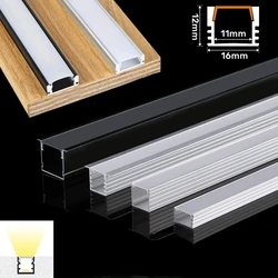 0.5m/pcs U-Shaped LED Aluminum Profile Recessed Bar Lamp For 5050 5630 Channel Black/Milky Cover Holder Linear Board Strip Light