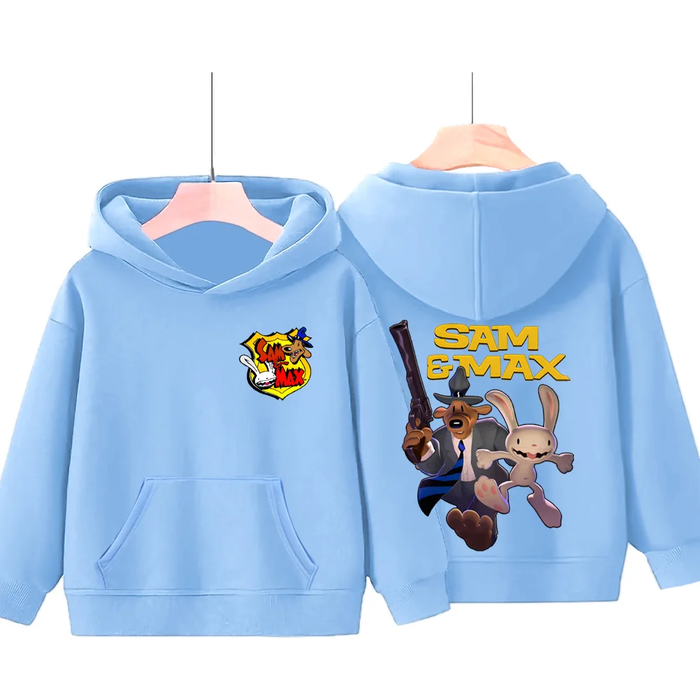 Sam & Max Harajuku Manga sudaderas con capucha lindas sudaderas de dibujos animados ropa para niños/niñas ropa de calle Regular High Street niños con capucha