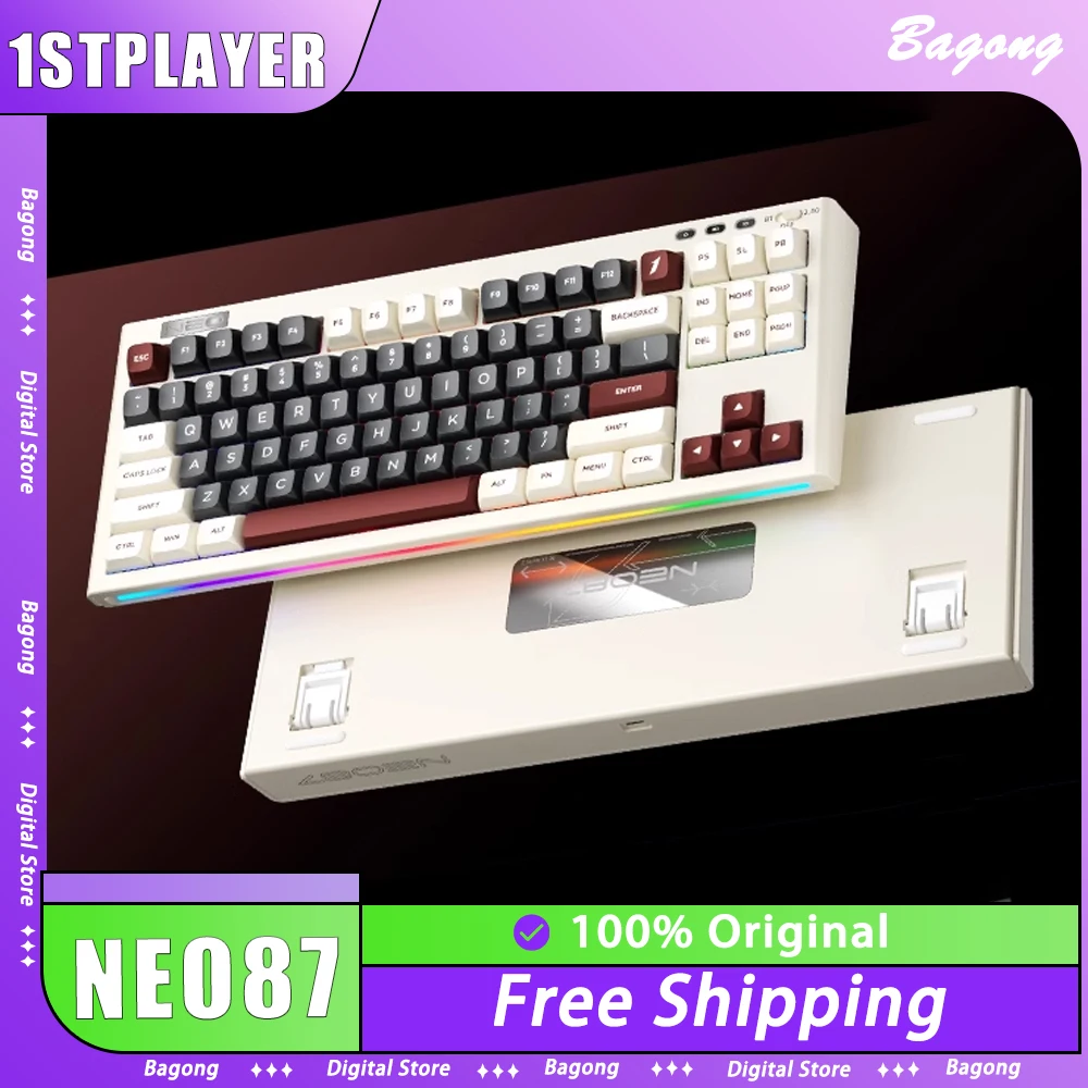 

1STPLAYER NEO87 Механическая клавиатура Трехрежимная RGB Беспроводная игровая клавиатура с горячей заменой PBT Индивидуальные аксессуары для ПК и геймеров Офис