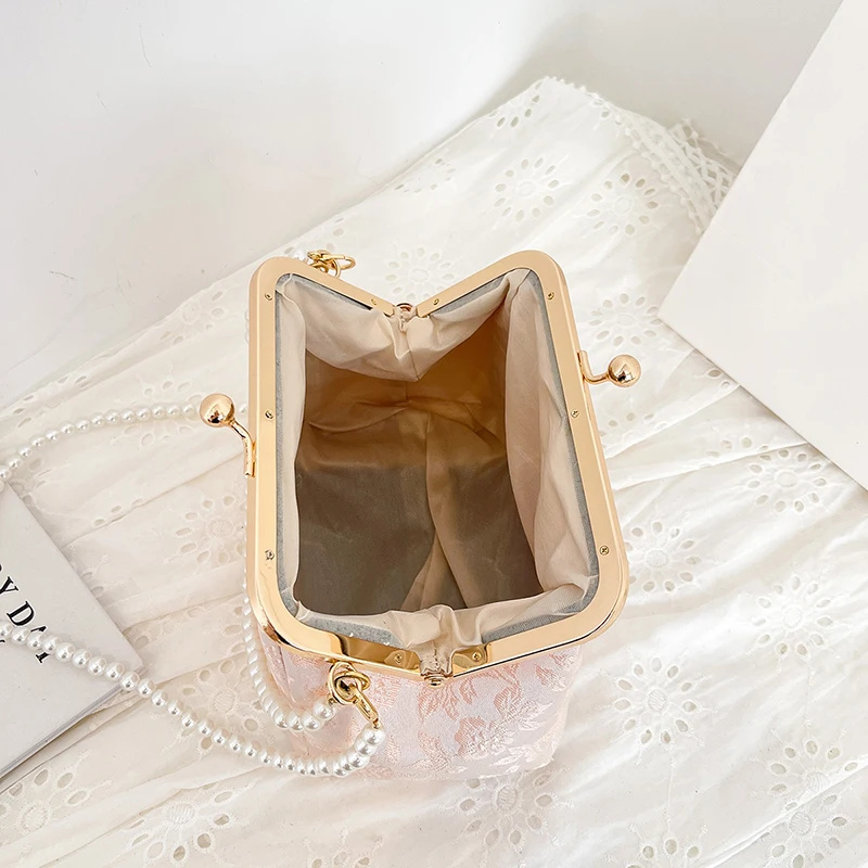 Pearl Bag Evening Clutch Women\'s Crossbody Sling Purse with Bead Elegant Coin Wallet for Cocktail Wedding Prom Trend 2024