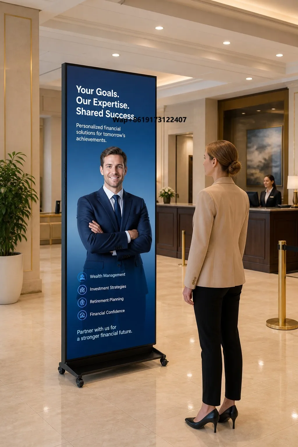GOB P1.8 HDR10 600 Nit Portable LED Video Wall Display with Mobile Stand Cascading Poster Screen for Trade Show & Hotel Lobby