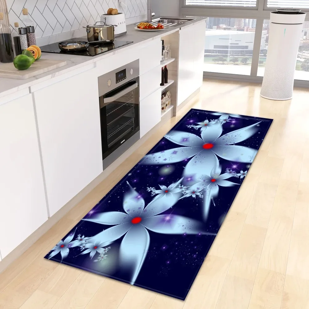 Colorful Butterfly Flower Print Home Kitchen Floor Mat Door Front Decoration Floor Mat