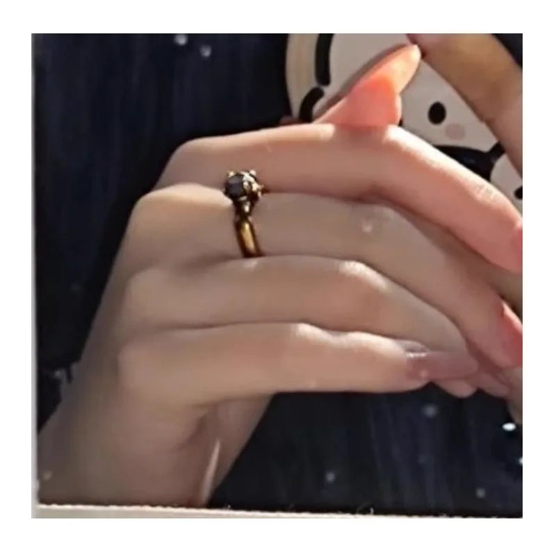 

Retro Simple Gray Diamond Series Niche Men and Women Pair Ring Single Ring Exquisite Fashion Versatile High Sense Index Finger R