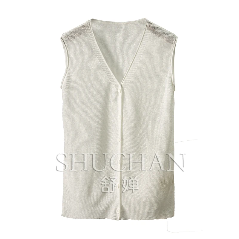 

Новинка 100, вязаный льняной жилет высоких товаров, кардиган, жилет, куртка, женский вязаный жилет 9W44, майка для женщин