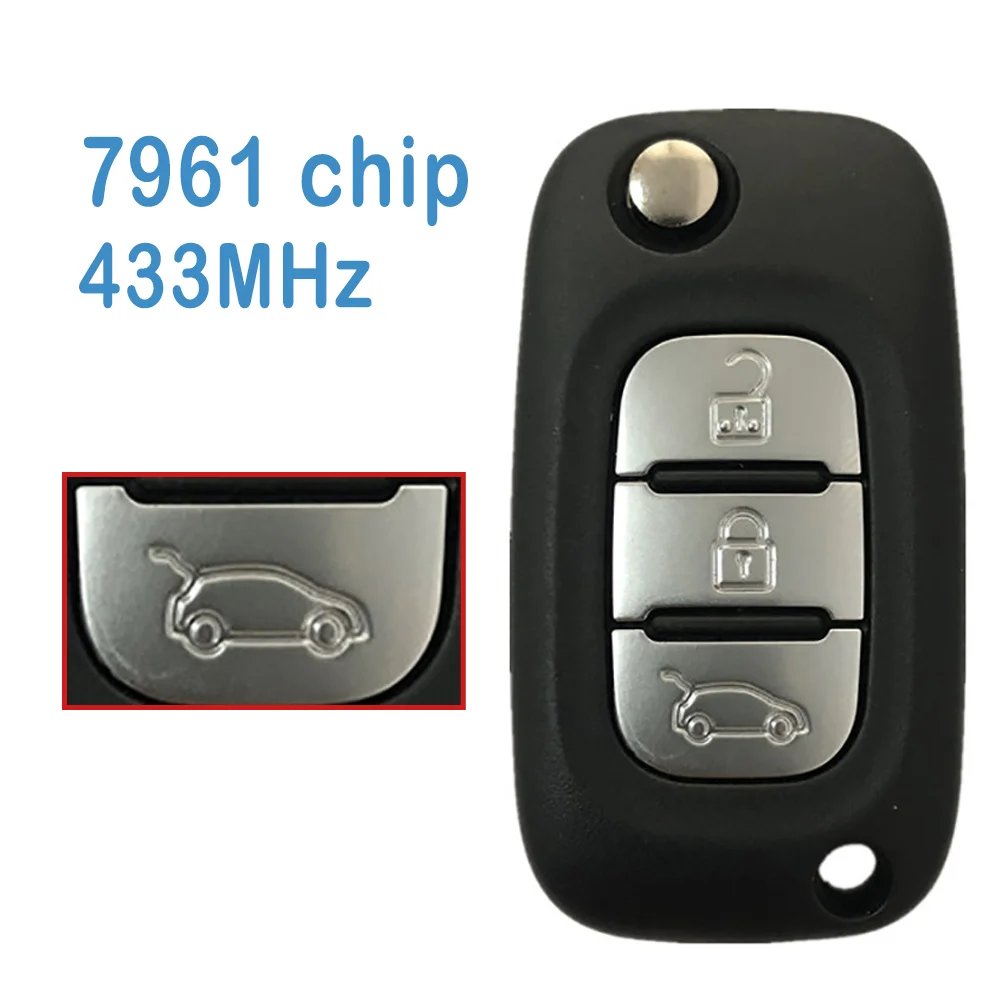 

2 Pcs/lot Auto Smart Remote 2+1 Buttons FSK 433MHz PCF7961 Chip Replace Car Key For Renault SM3 Fluence