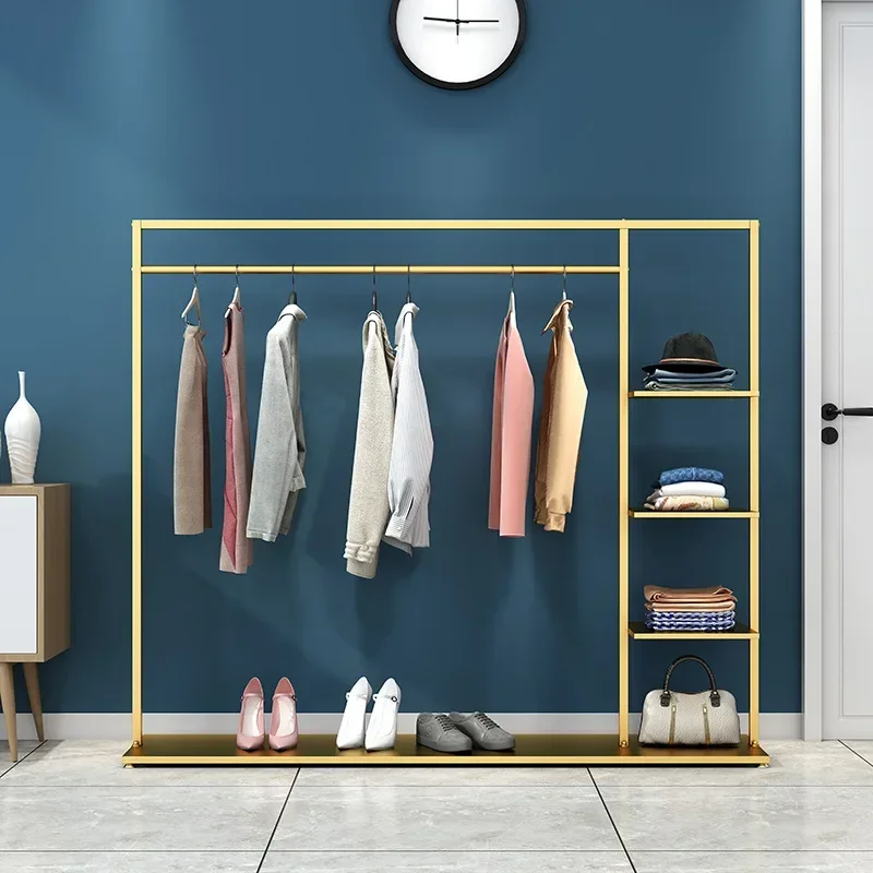 Shelf Mobile Garment Display Rack, Gold & Clothes Rail W/ Bottom Shoe 4 Tier Bags Shelf Hot