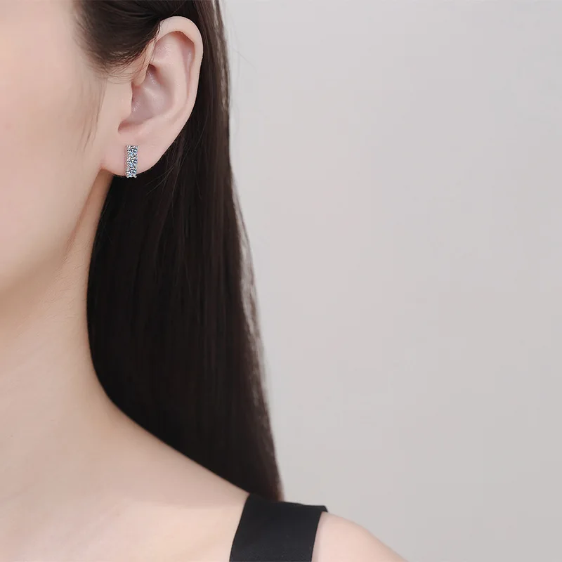 Apaison D Color 1.2 ct Moissanite Stud Earrings For Women Fine Jewelry 100% 925 Sterling Silver Ear Studs FemaleGift Wholesale