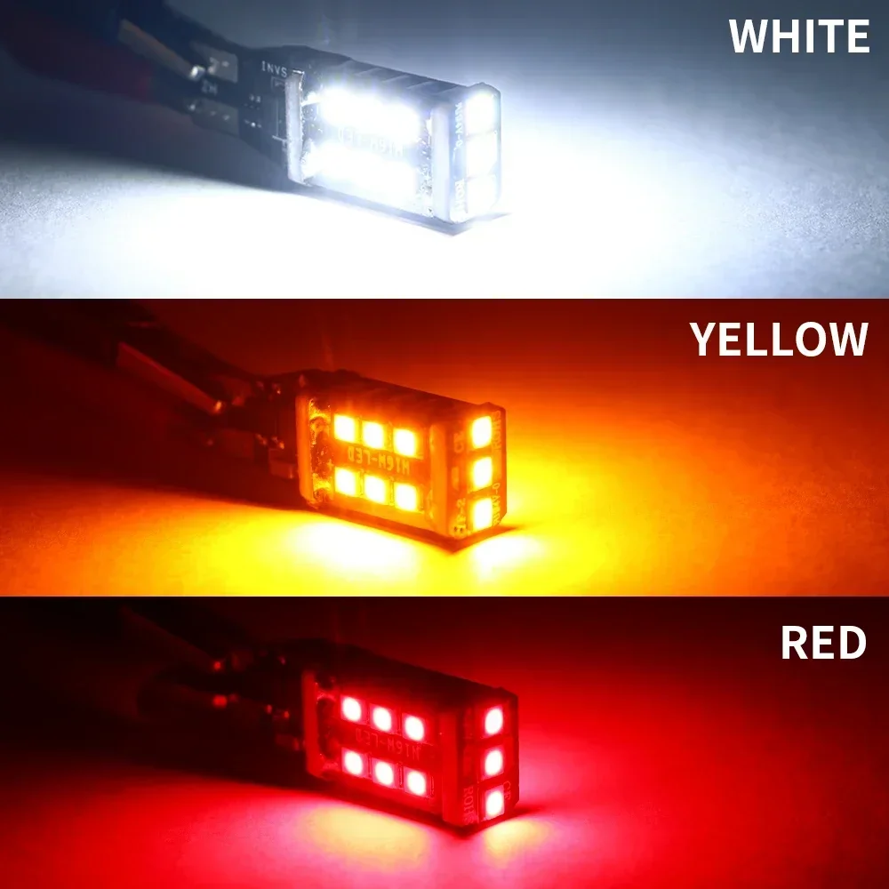 6Pcs Canbus T15 T16 LED Reverse Lights W16W 912 921 LED Bulb No Error Car Back Up Rear Lamp 12V 6000K White Red Super Bright