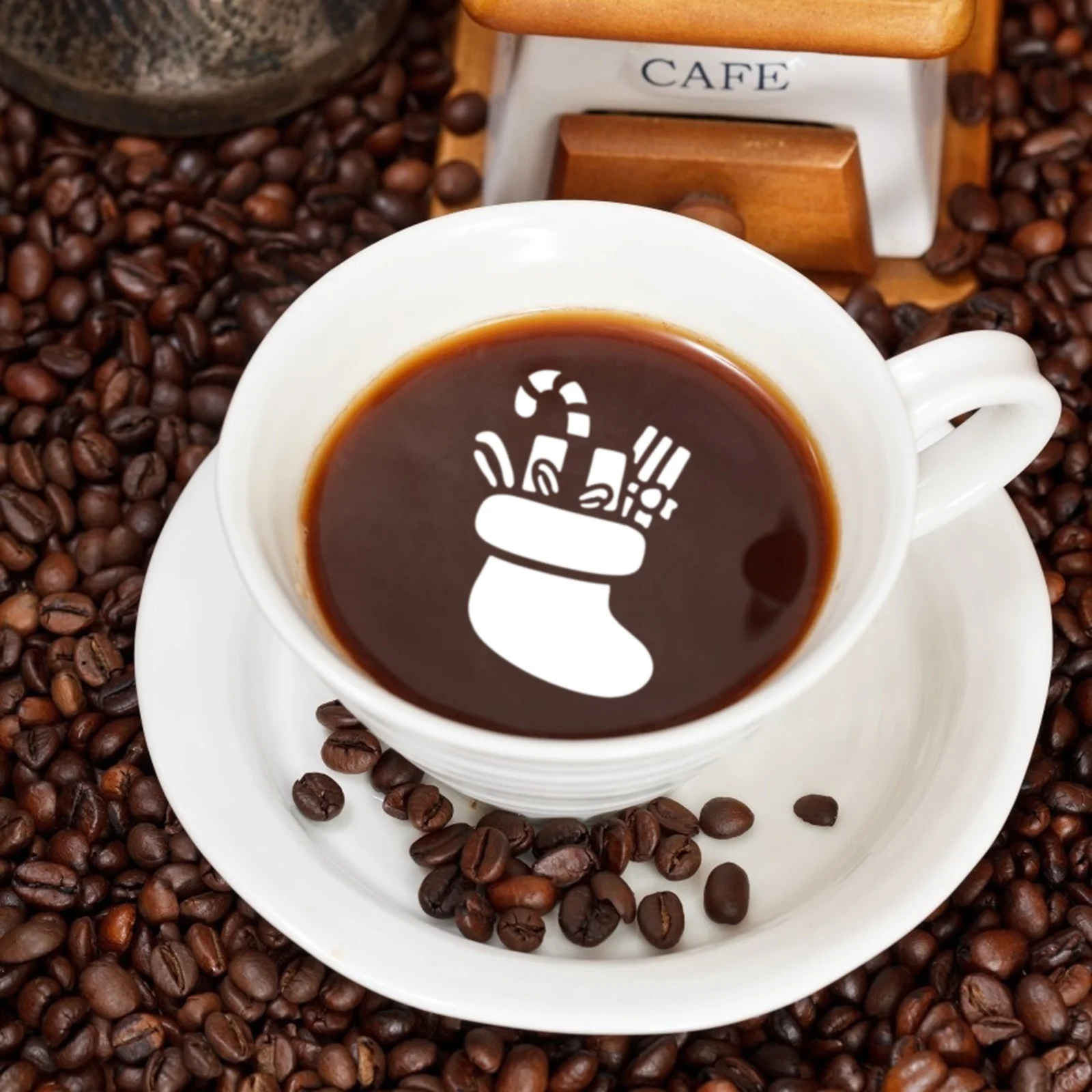 

20Pcs DIY Painting Stencils Christmas Themed Baking Art Templates for Cappuccino Oatmeal Kids Cake Cupcake Decor Festival