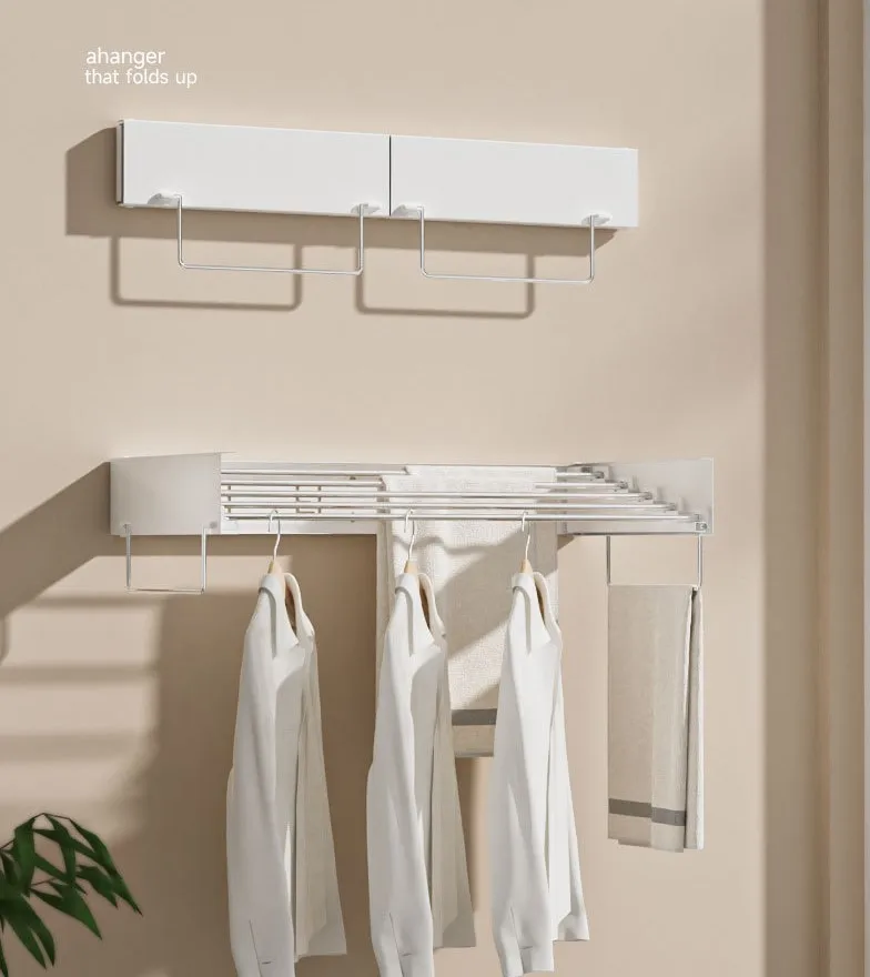 Clothes Drying Hanger Metal Retractable Laundry Stand Wall Mounted Hanger Towel Clothes Drying Rack Space-Saving Drying Rack