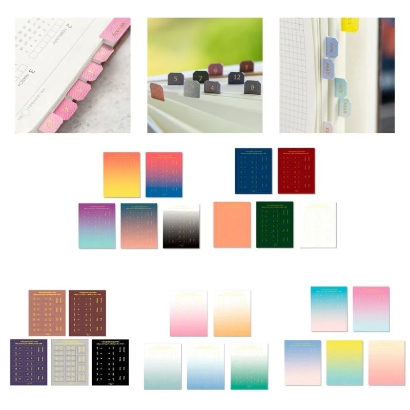 10 arkuszy Miesięczne naklejki Tab Klejek Miesięczny Planner Tabs Index Naklejki