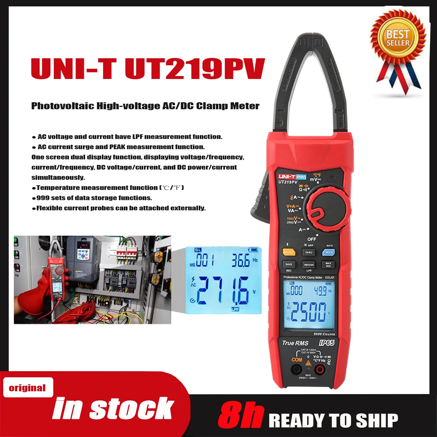 UNI-T UT219PV Clamp Meter AC DC Pliers Ammeter Voltmeter 1000A 1500V 2500V PEAK LPF Measure Digital Bluetooth Multimeter