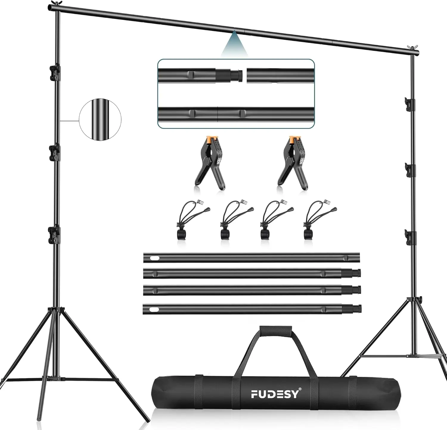 

10x10ft Heavy Duty Adjustable Photo Backdrop Stand with Carry Bag and 6 Clips for Studio Photography