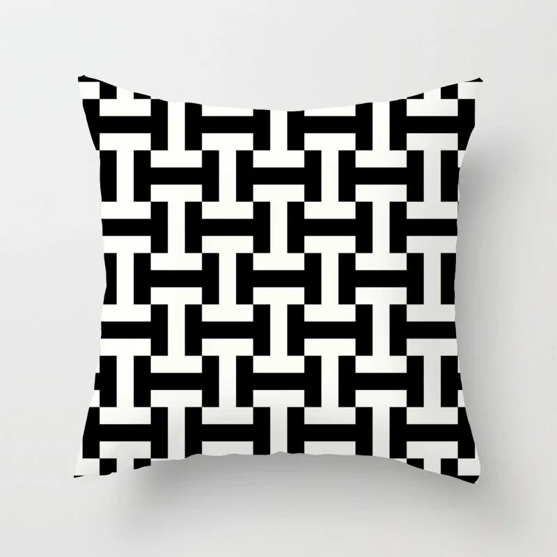 

Black & White Geometry Abstract Art Throw Pillow Case Sofa Cushion Cover Home Decor (45cm x 45cm)