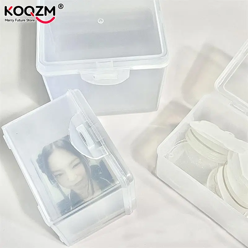Photocards Storage Box Transparent Stickers Korea Idol Card Holder Desk Storage Organizer Classification Box School Stationery